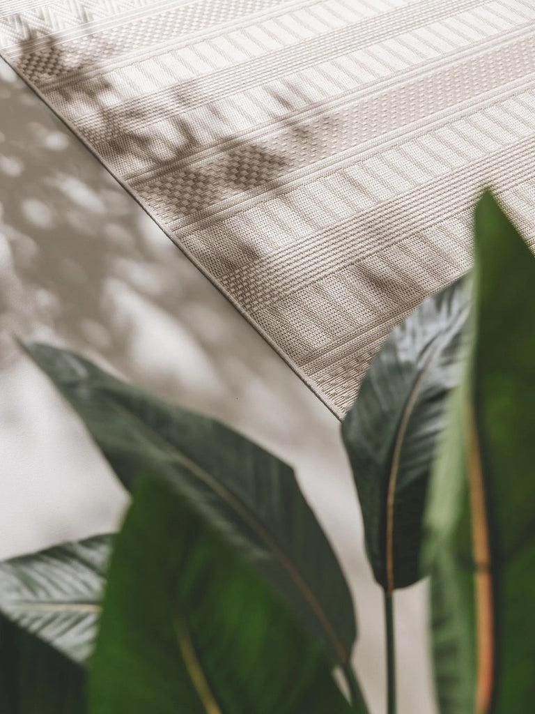 Tapis scandinave motif rayé enfant beige d'intérieur et d'extérieur 160x230 cm