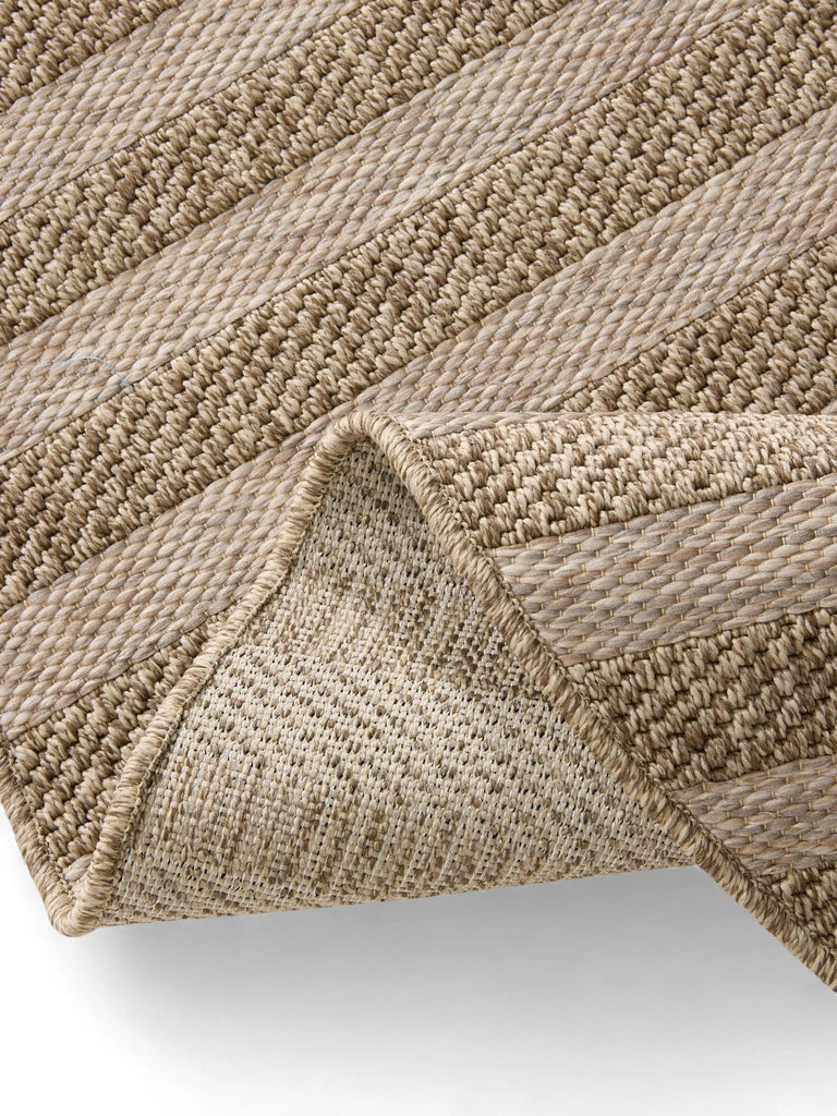 Tapis ethnique rond marron naturel d'intérieur et d'extérieur 120 cm de diamètre