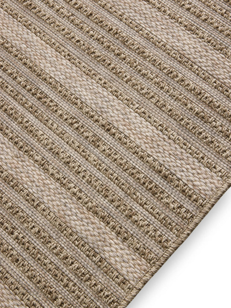 Tapis scandinave rayé beige d'intérieur et d'extérieur 140x200 cm