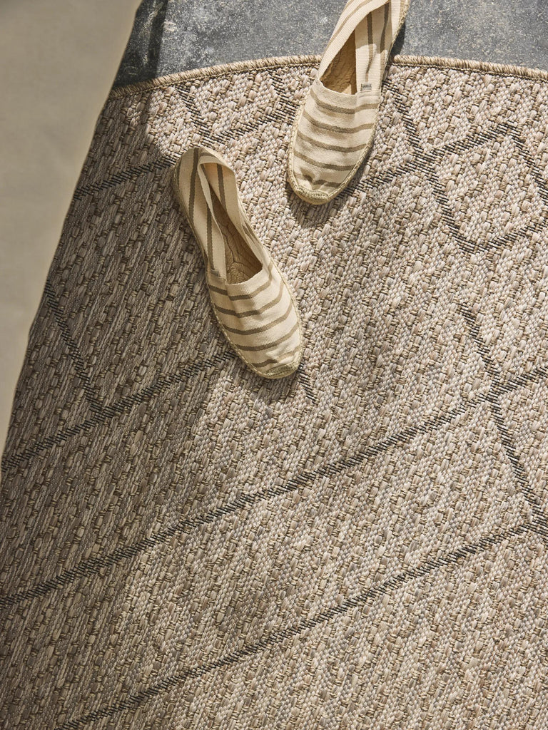 Tapis berbère rond marron naturel d'intérieur et d'extérieur 160 cm de diamètre