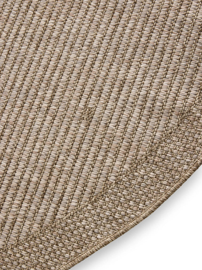 Tapis scandinave uni rond beige d'intérieur et d'extérieur 200 cm de diamètre
