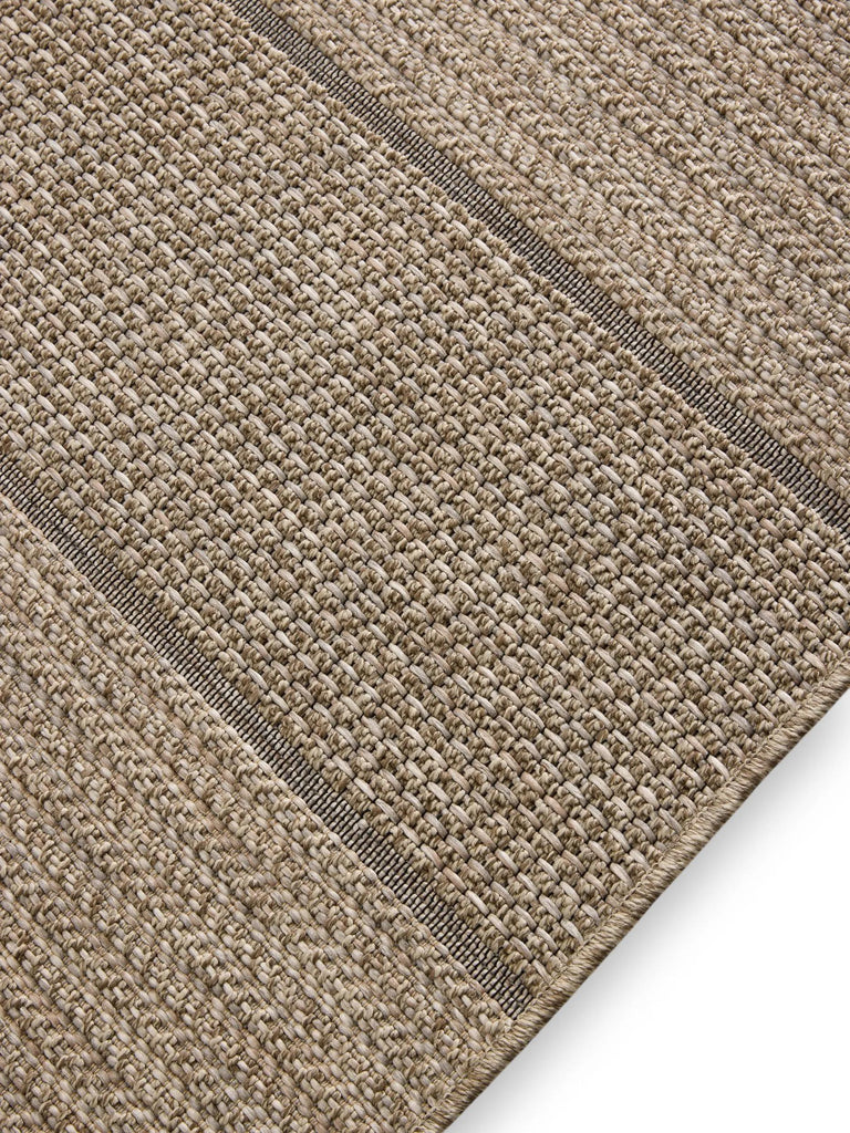 Tapis scandinave motif à bandes marron naturel d'intérieur et d'extérieur 140x200 cm