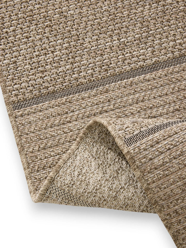 Tapis scandinave motif à bandes marron naturel d'intérieur et d'extérieur 140x200 cm