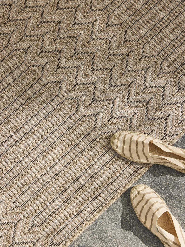 Tapis scandinave motif géométrique marron naturel d'intérieur et d'extérieur 160x230 cm