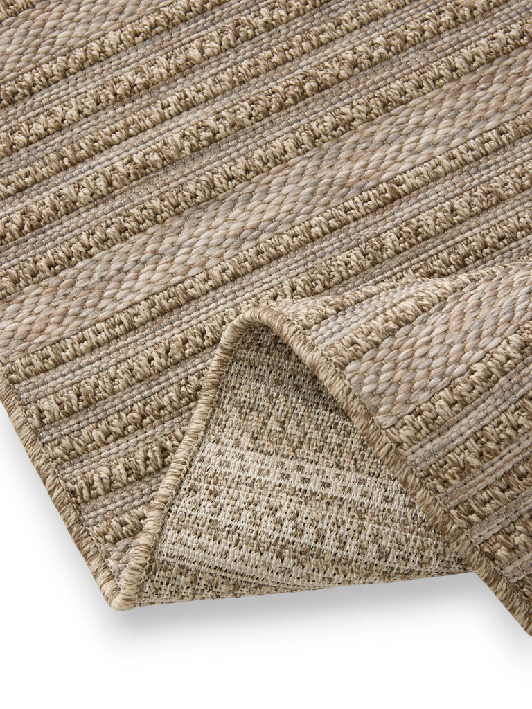 Tapis scandinave rayé beige d'intérieur et d'extérieur 140x200 cm