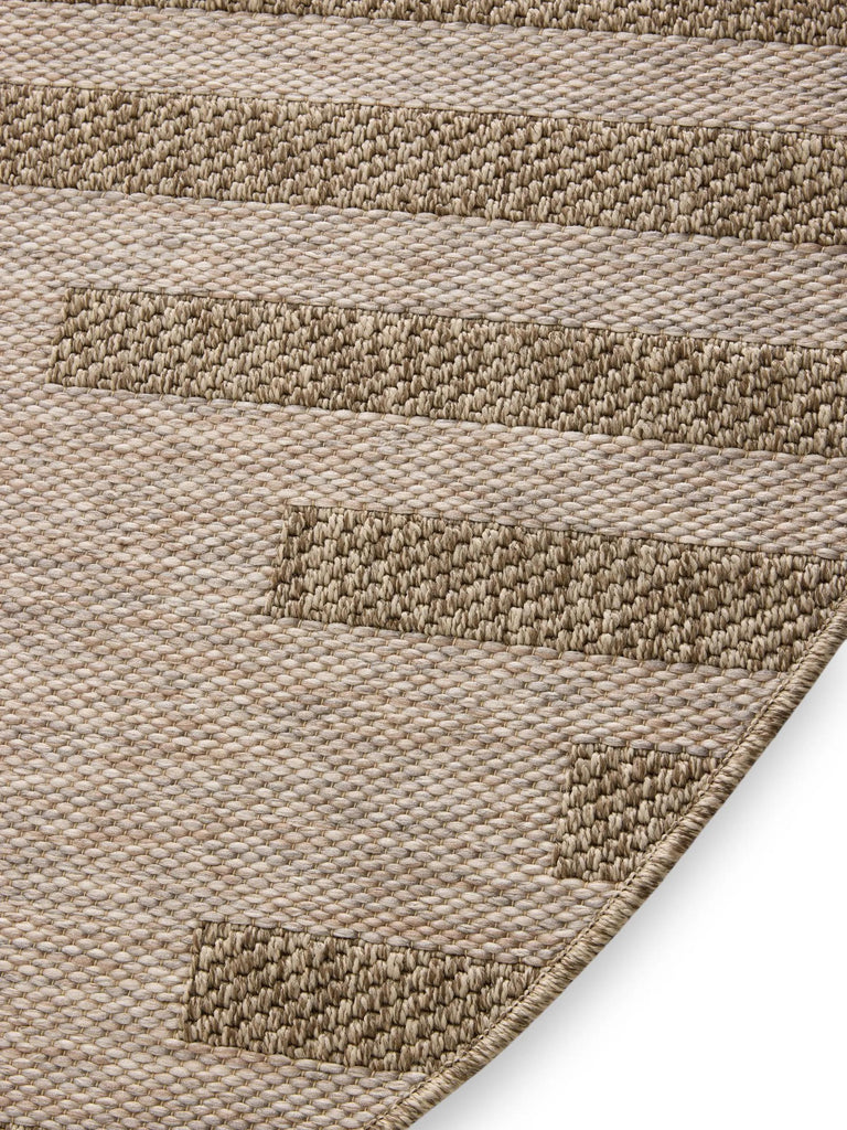 Tapis ethnique rond marron naturel d'intérieur et d'extérieur 120 cm de diamètre