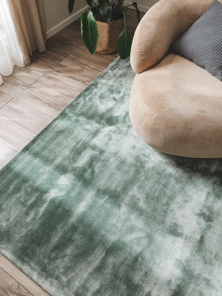 Tapis moderne uni vert sauge 200x300 cm