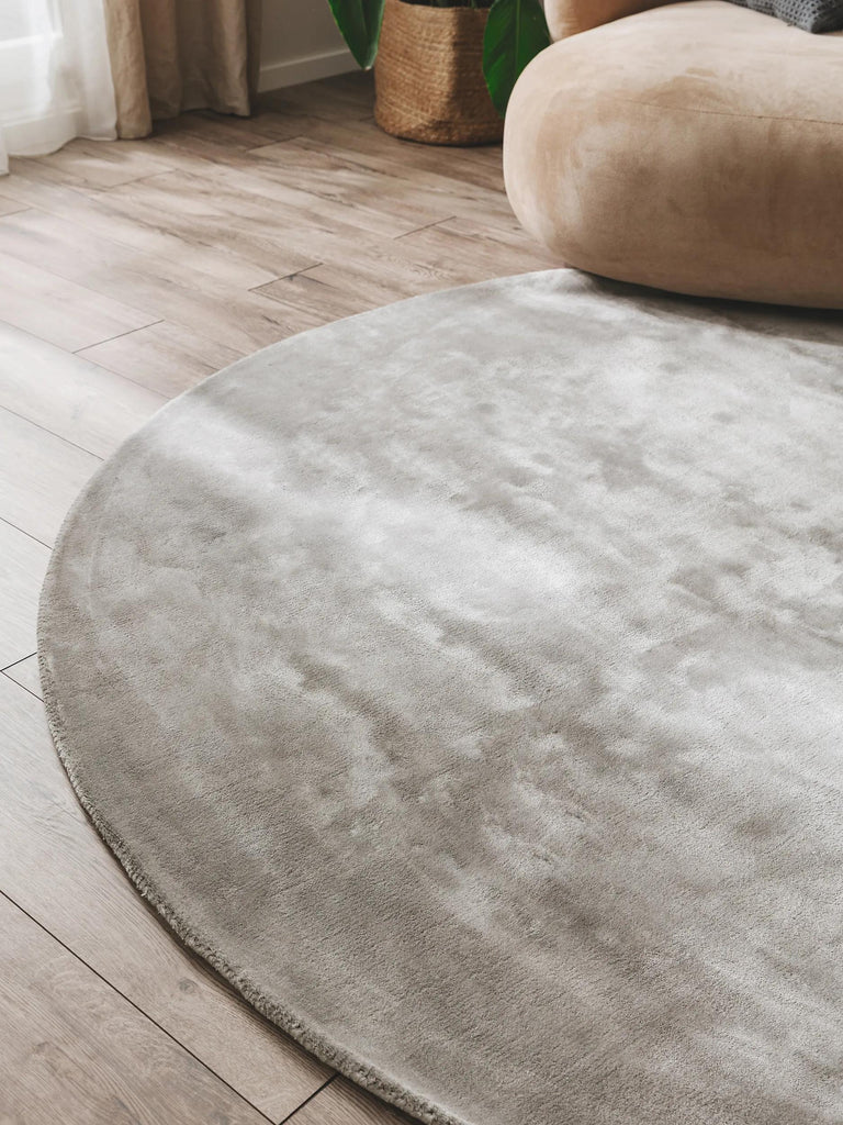 Tapis moderne uni rond gris 200 cm de diamètre