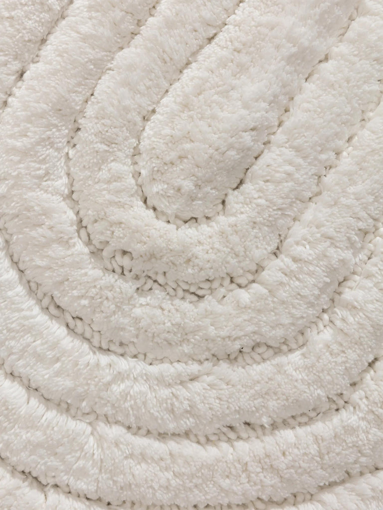 Tapis géométrique de bain blanc  en coton 50x80 cm