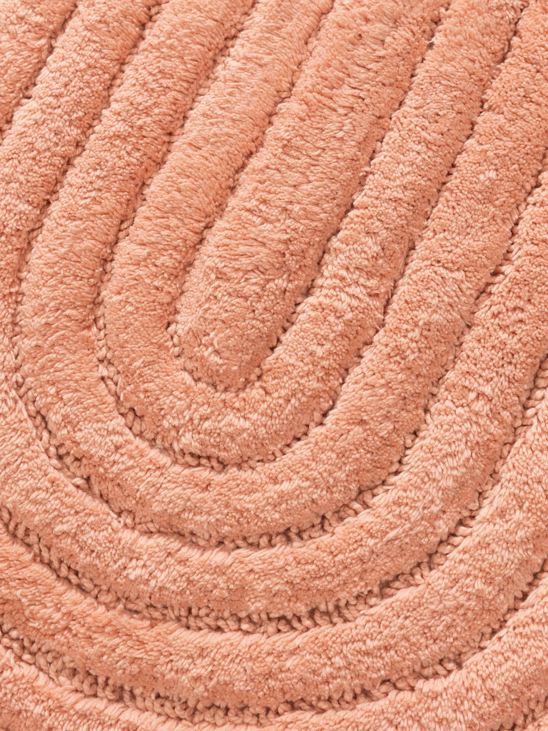 Tapis géométrique de bain orange pêche en coton 50x80 cm