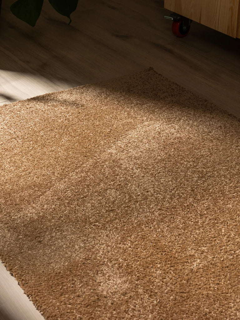 Tapis shaggy uni de couloir marron  80x250 cm