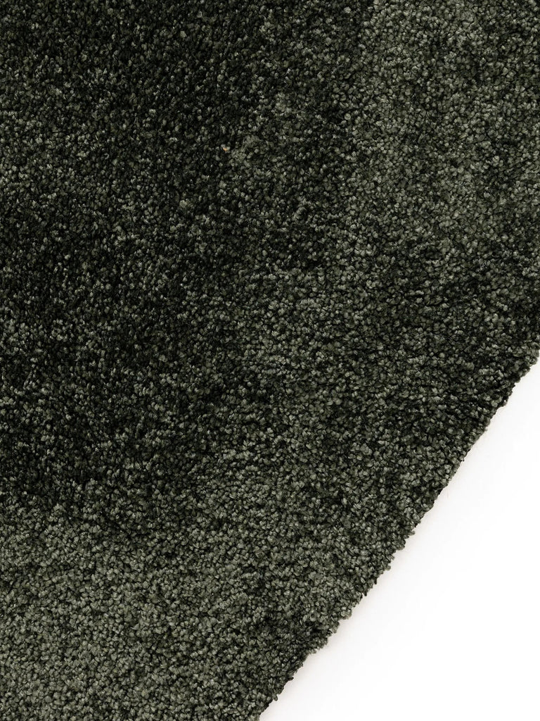 Tapis shaggy uni rond vert foncé  200 cm de diamètre