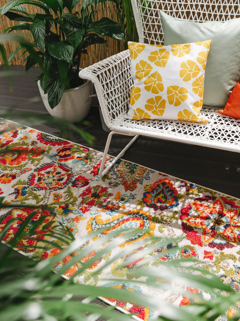 Tapis à fleurs style patchwork de couloir multicolore d'intérieur et d'extérieur 80x300 cm