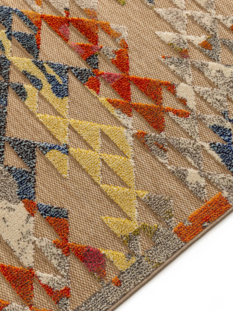 Tapis contemporain géométrique motif triangulaire  multicolore d'intérieur et d'extérieur 200x290 cm