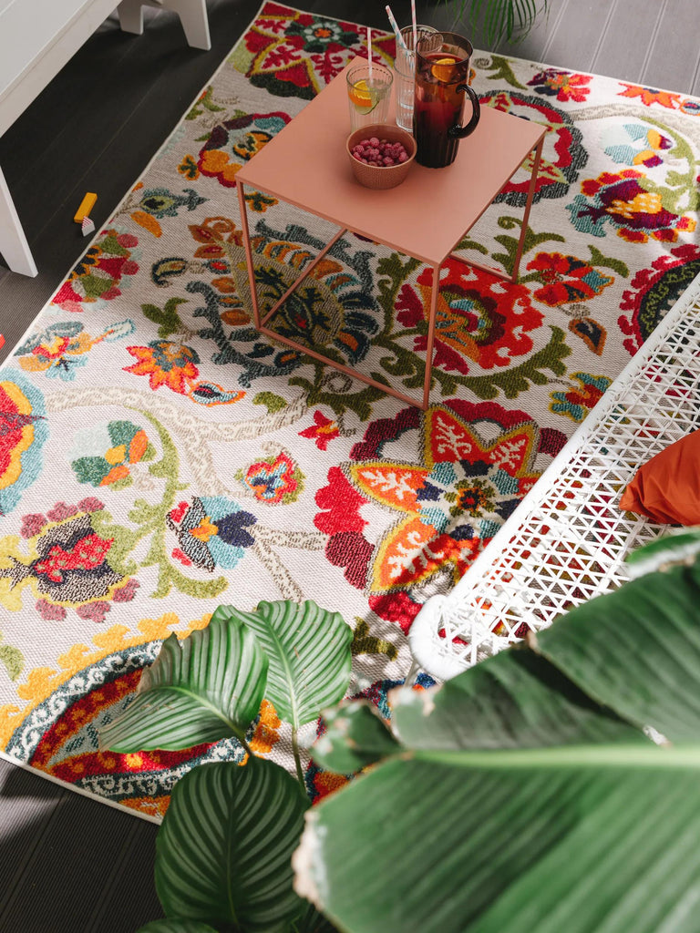 Tapis à fleurs style patchwork multicolore d'intérieur et d'extérieur 120x170 cm