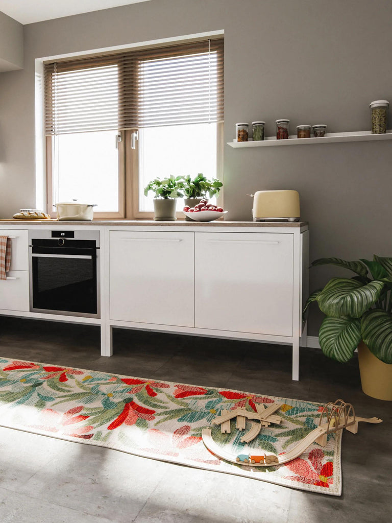 Tapis à fleurs de couloir multicolore d'intérieur et d'extérieur 70x240 cm