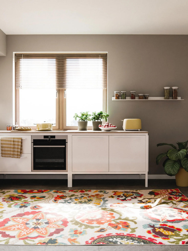 Tapis à fleurs style patchwork multicolore d'intérieur et d'extérieur 160x230 cm