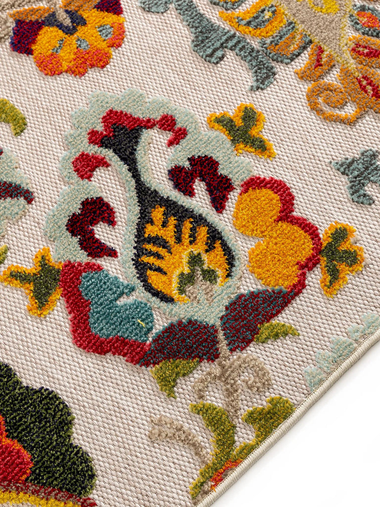 Tapis à fleurs style patchwork multicolore d'intérieur et d'extérieur 160x230 cm