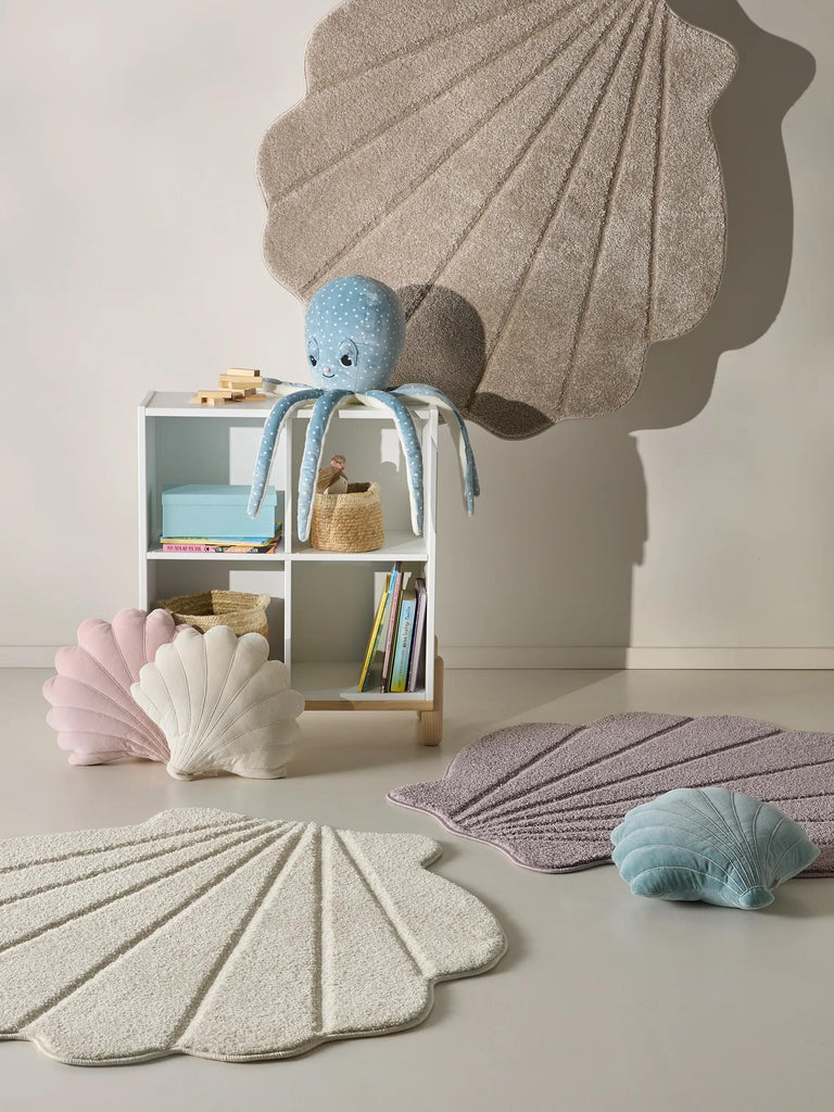 Tapis moderne uni enfant beige 120x120 cm