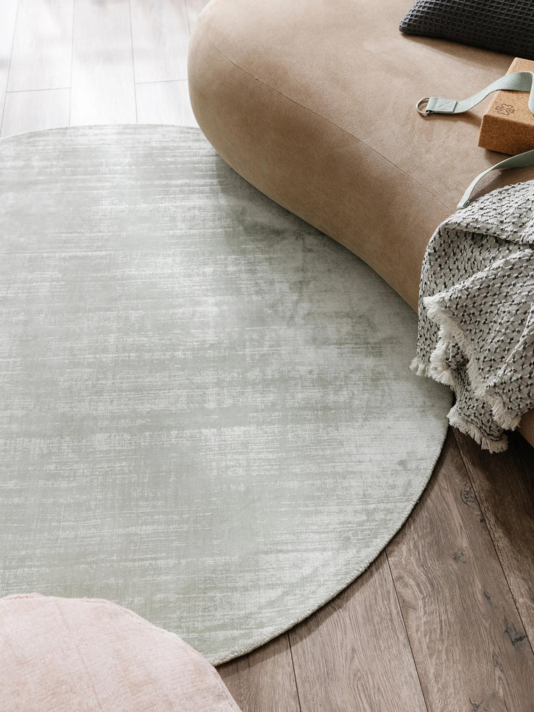 Tapis moderne  uni rond vert pastel 160 cm de diamètre