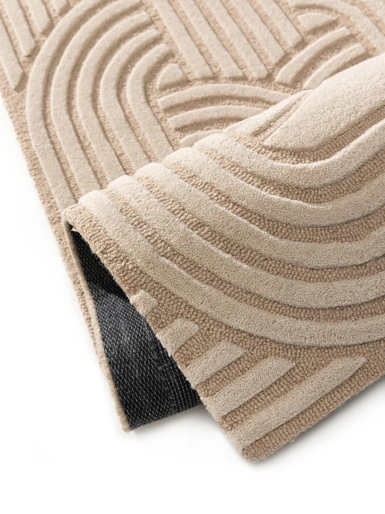 Tapis scandinave  relief descente de lit beige en laine 70x200 cm