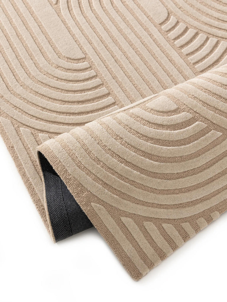 Tapis scandinave  relief beige en laine 200x300 cm