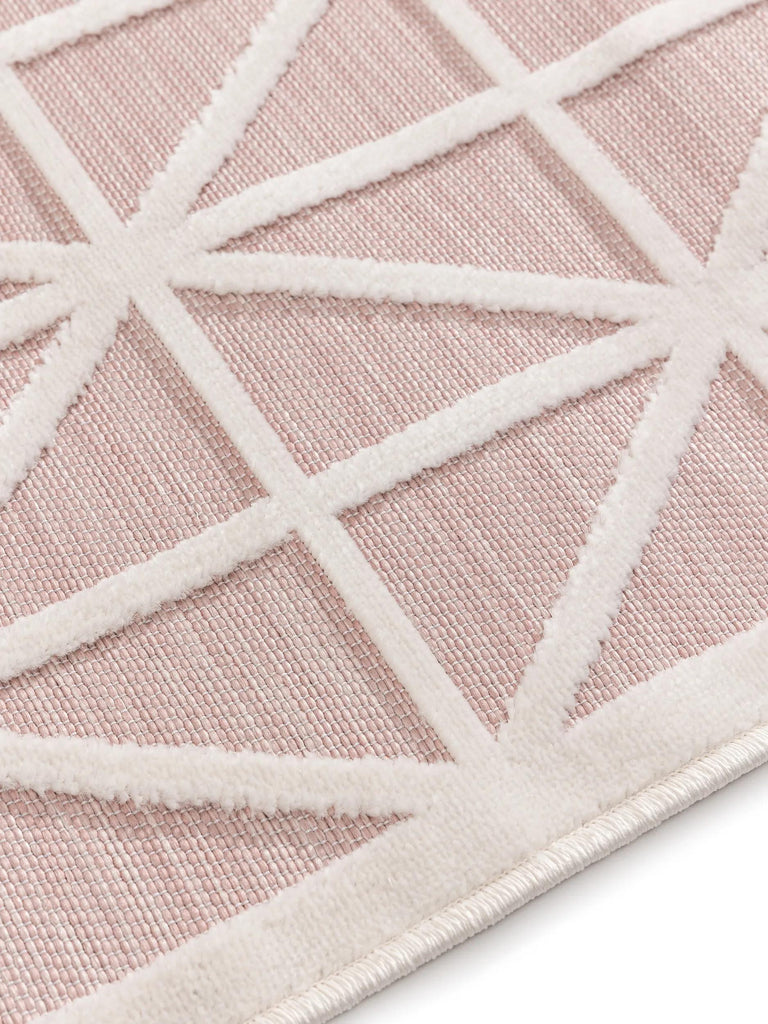 Tapis géométrique losange de couloir rose clair d'intérieur et d'extérieur 80x250 cm