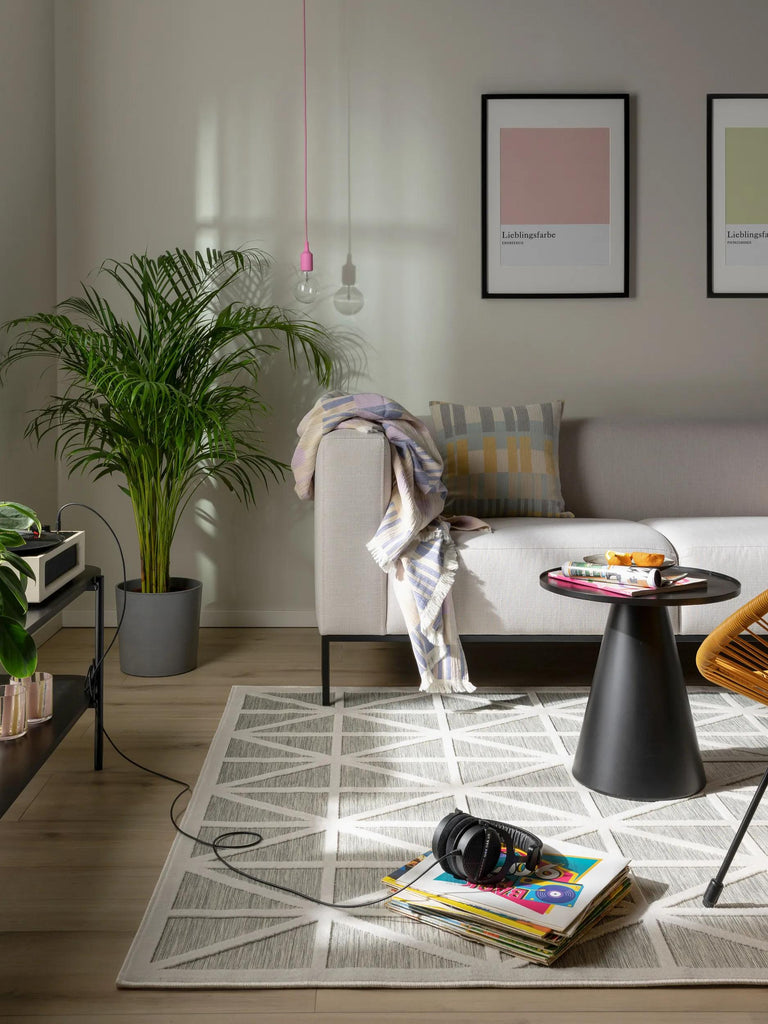 Tapis géométrique losange gris d'intérieur et d'extérieur 200x300 cm