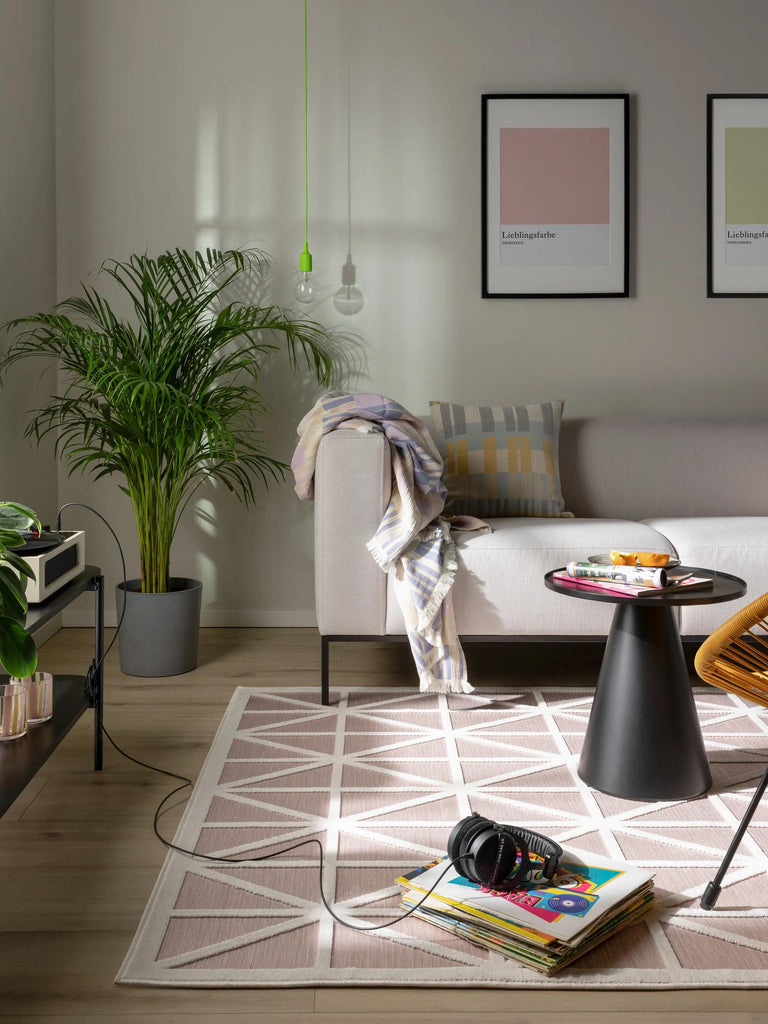 Tapis géométrique losange rose clair d'intérieur et d'extérieur 160x230 cm