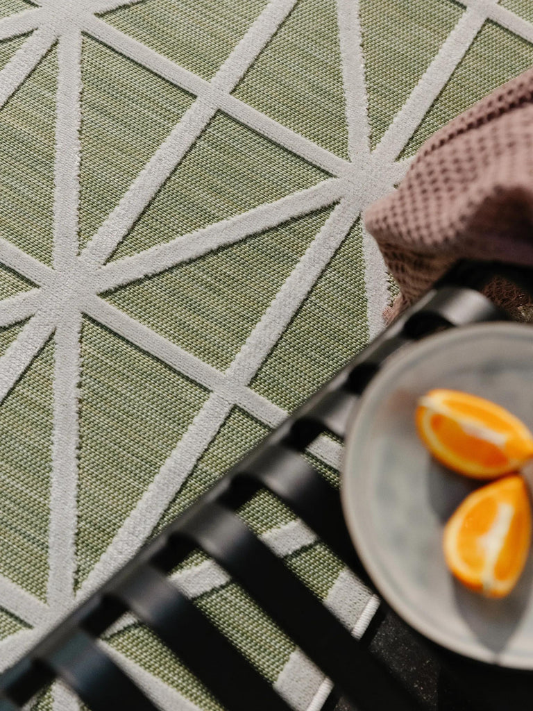 Tapis géométrique losange vert d'intérieur et d'extérieur 80x150 cm