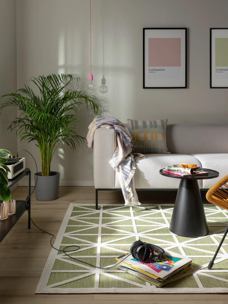 Tapis géométrique losange vert d'intérieur et d'extérieur 80x150 cm