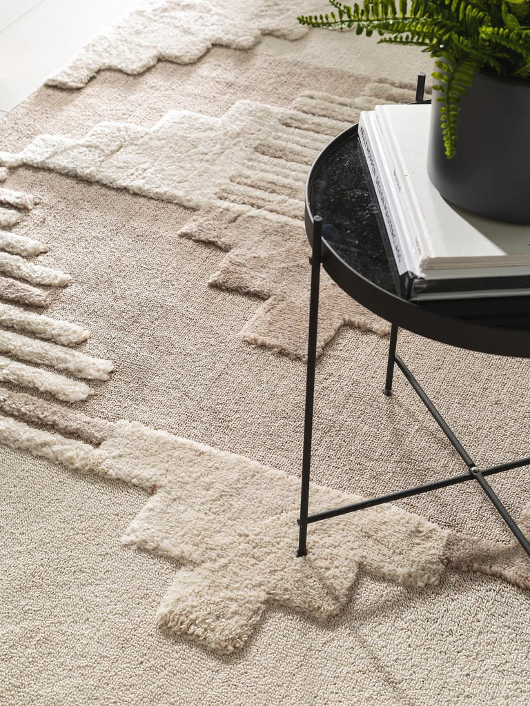 Tapis berbère géométrique, à franges  beige et marron  160x230 cm