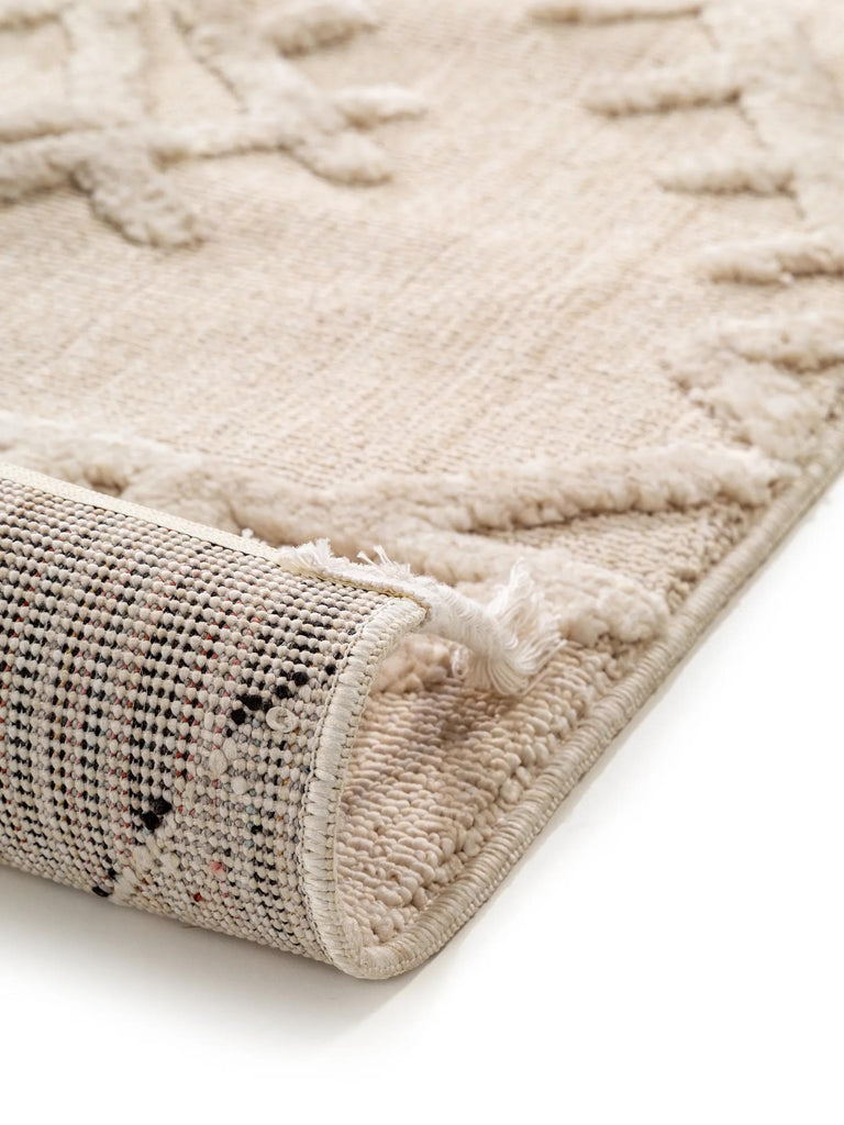 Tapis berbère motif ethnique franges beige 200x290 cm