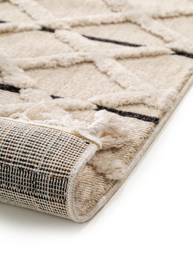 Tapis berbère à franges géométrique  beige 160x230 cm
