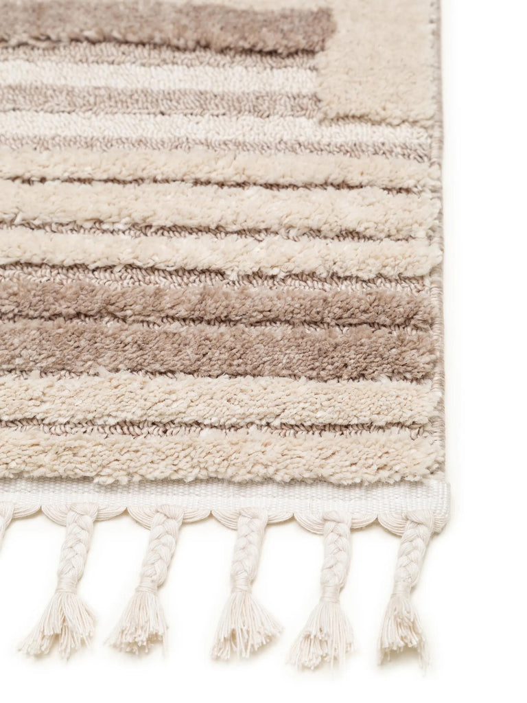 Tapis berbère géométrique, à franges  beige et marron  160x230 cm