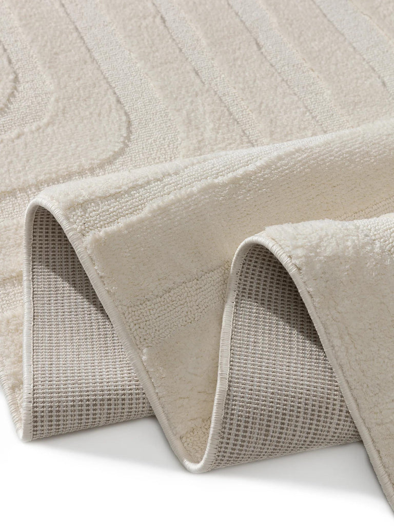 Tapis scandinave  géométrique, uni crème 80x150 cm