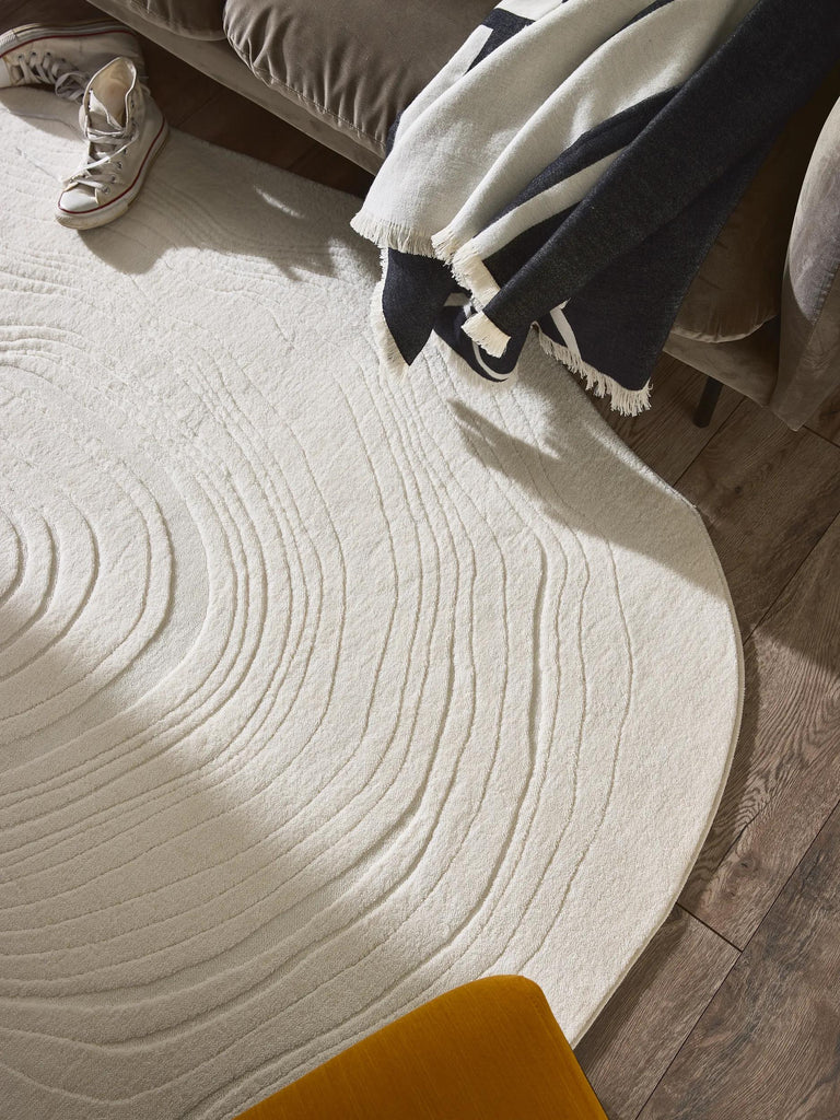 Tapis moderne géométrique ovale blanc 160x210 cm