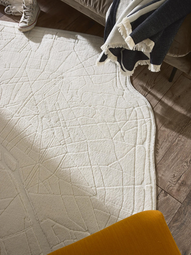 Tapis design uni, plan de paris blanc 160x200 cm