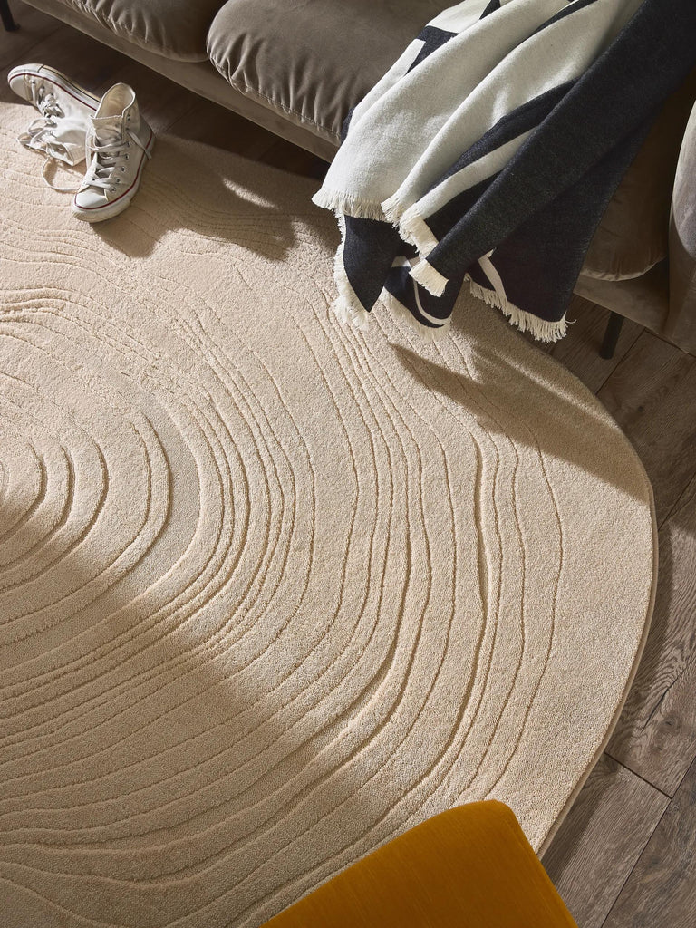 Tapis moderne géométrique, ovale beige 80x110 cm