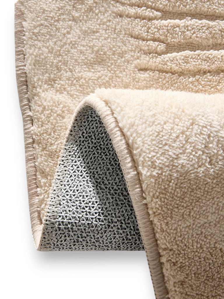 Tapis moderne  rainures rond beige 200 cm de diamètre