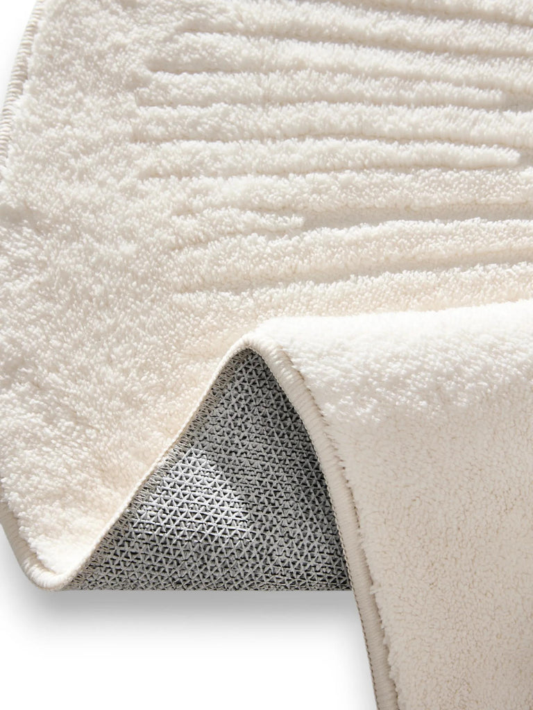 Tapis moderne  rainures rond blanc 160 cm de diamètre