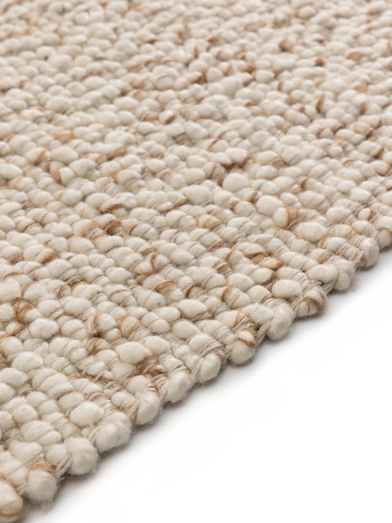 Tapis scandinave perlé carré beige en laine 200x200 cm