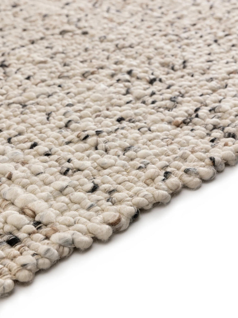 Tapis scandinave perlé carré beige chiné en laine 200x200 cm
