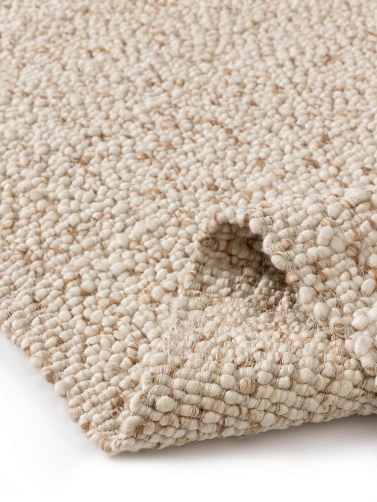 Tapis scandinave perlé carré beige en laine 200x200 cm