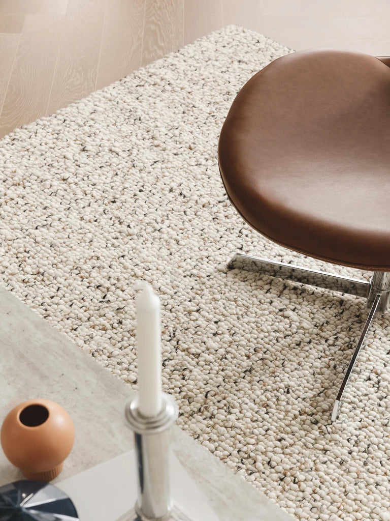 Tapis scandinave perlé beige chiné en laine 250x350 cm