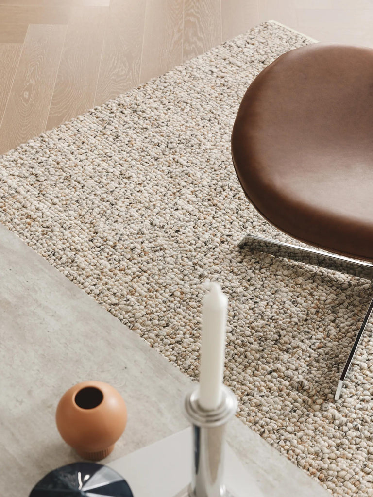 Tapis scandinave perlé marron clair en laine 200x300 cm