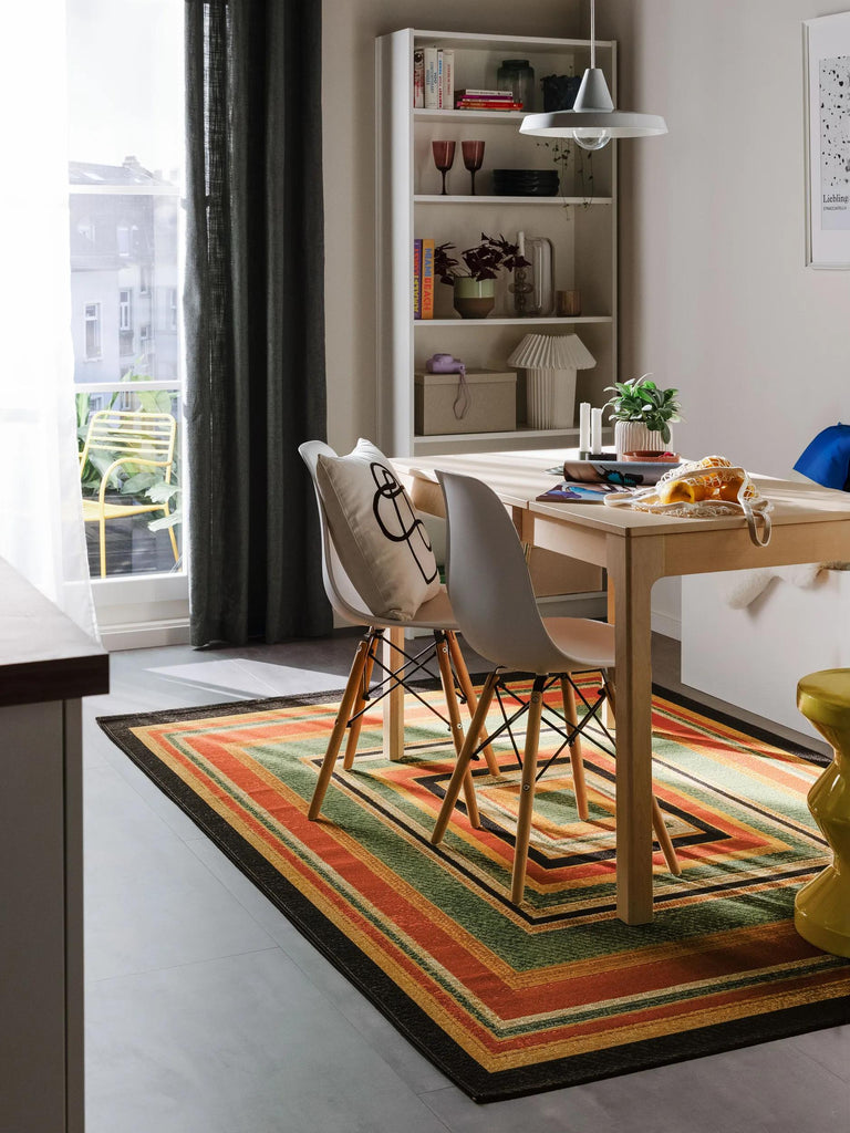 Tapis ethnique géométrique multicolore d'intérieur et d'extérieur 160x235 cm