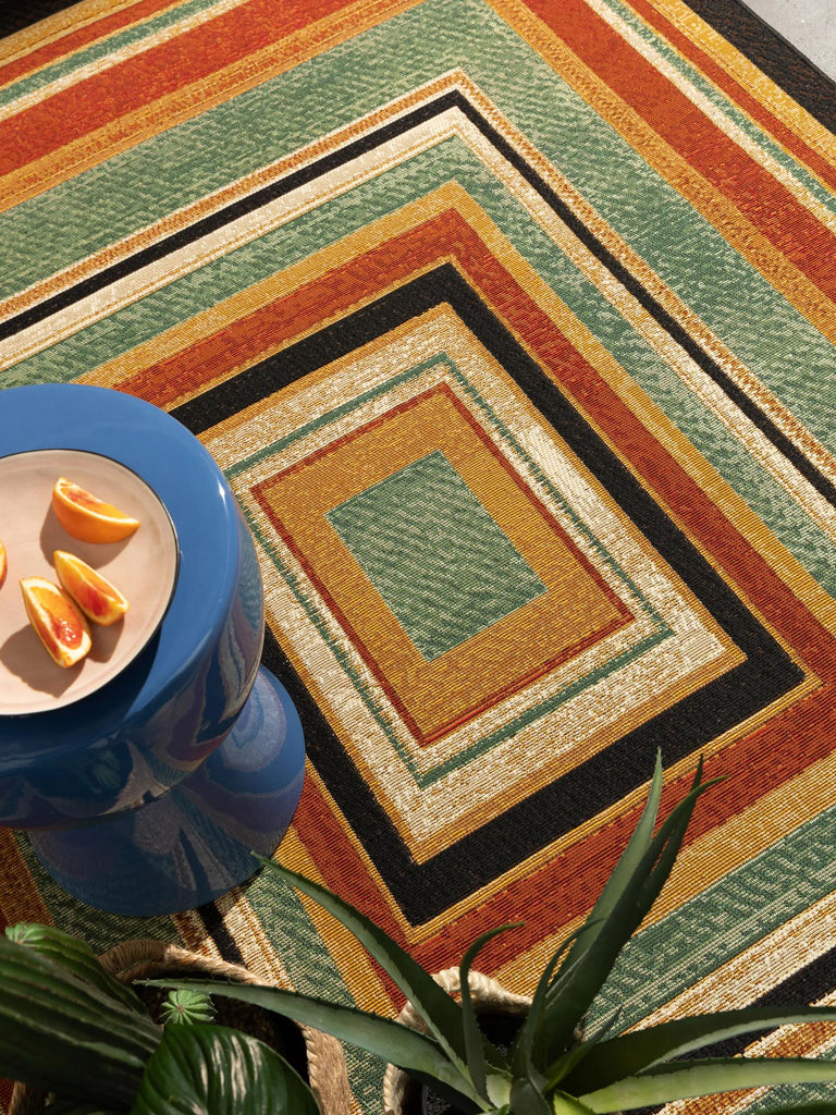 Tapis ethnique géométrique multicolore d'intérieur et d'extérieur 160x235 cm