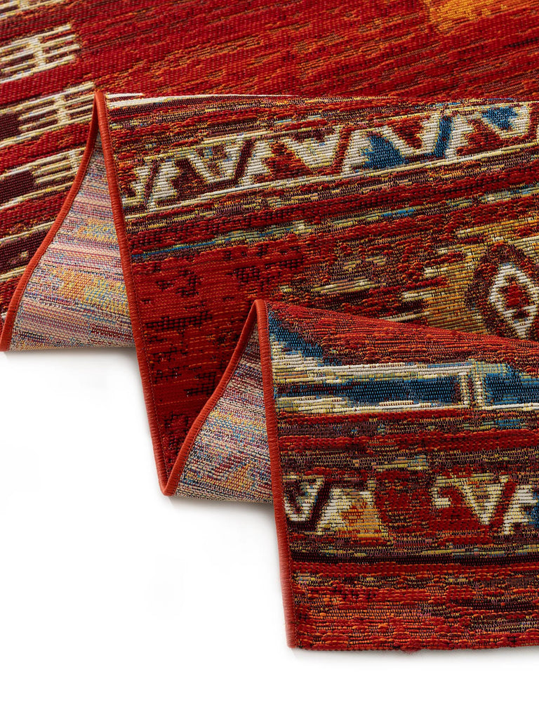 Tapis ethnique rouge et multicolore d'intérieur et d'extérieur 160x235 cm