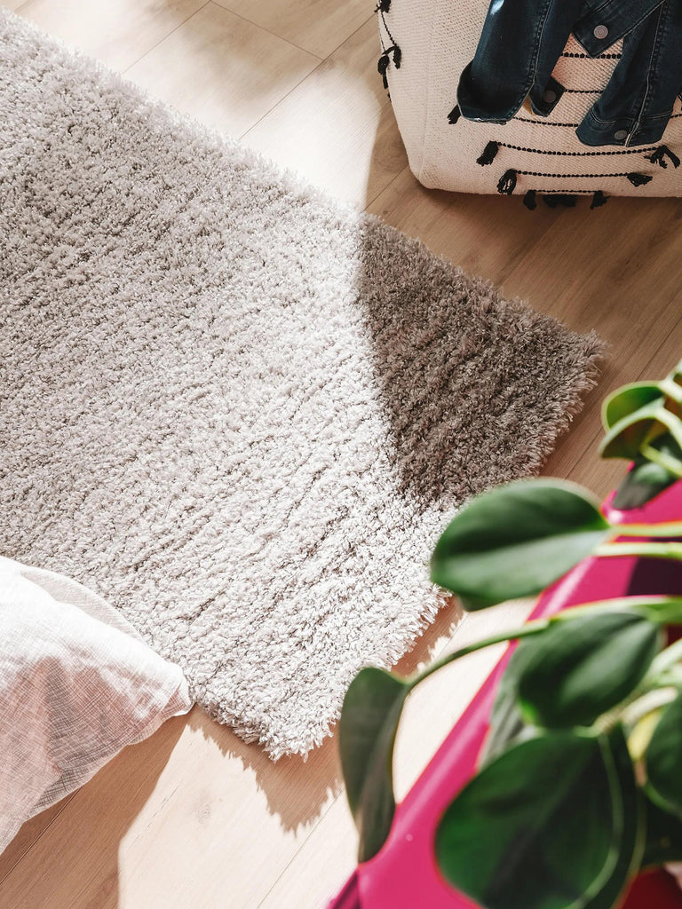 Tapis shaggy descente de lit gris 70x200 cm